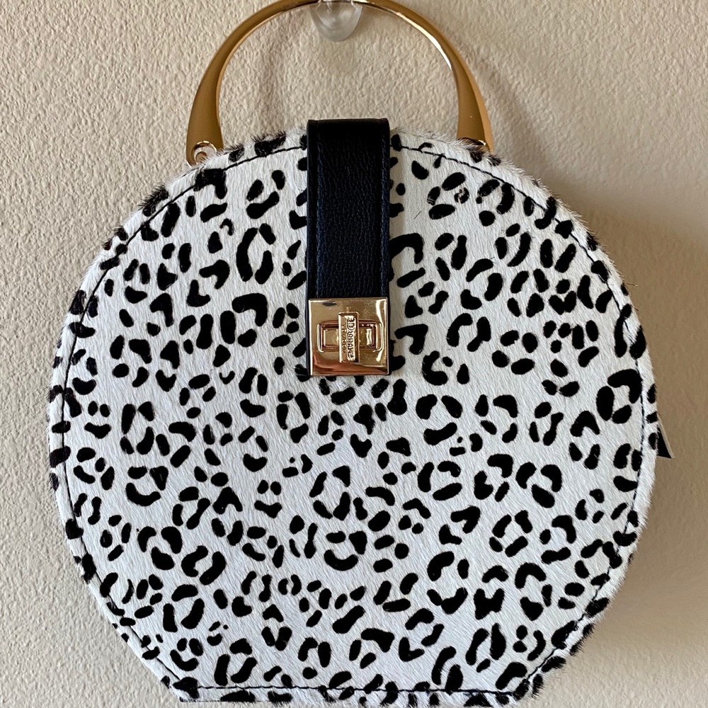 dune london white leopard print box bag